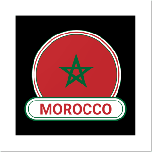 Morocco Country Badge - Morocco Flag Posters and Art